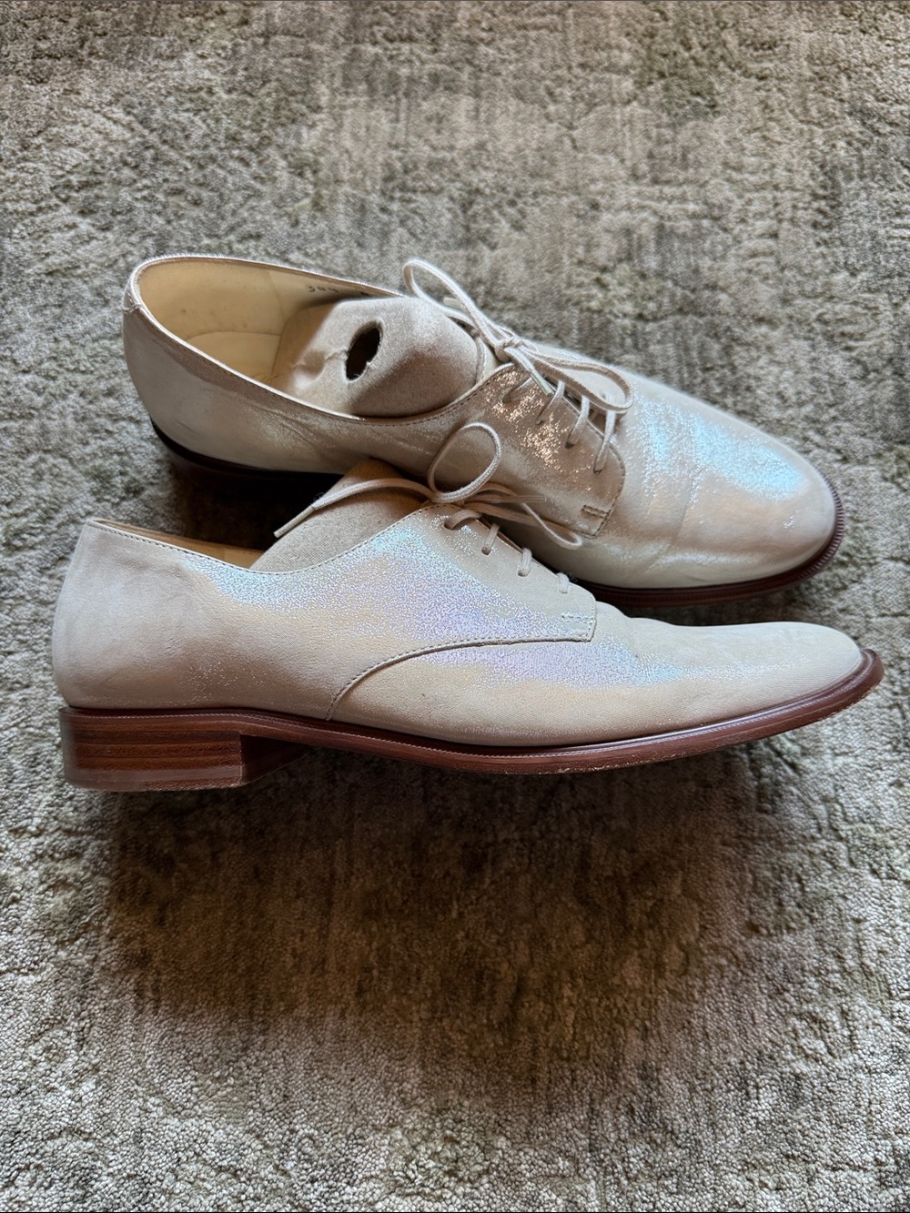 Vintage Robert Clergerie Paris Ivory Shimmer Oxford Shoes – 38.5 B – Made in Fra